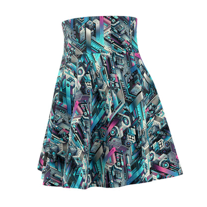 Digital Motion Futuristic Tech Women's Skater Skirt - 8404 Design-40
