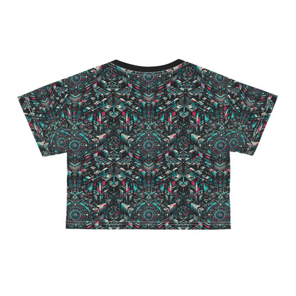 Digital Rebellion Tech-Inspired Streetwear Crop Tee - 8404 Design-54
