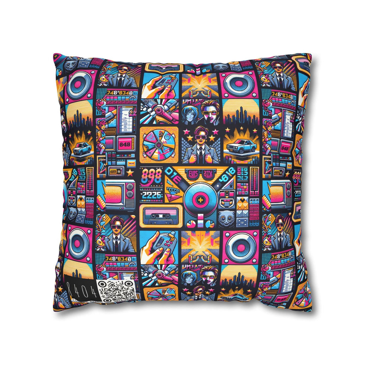 Digital Pop Culture Mashup Maximalist Pop Faux Suede Square Pillowcase - 8404 Design-52