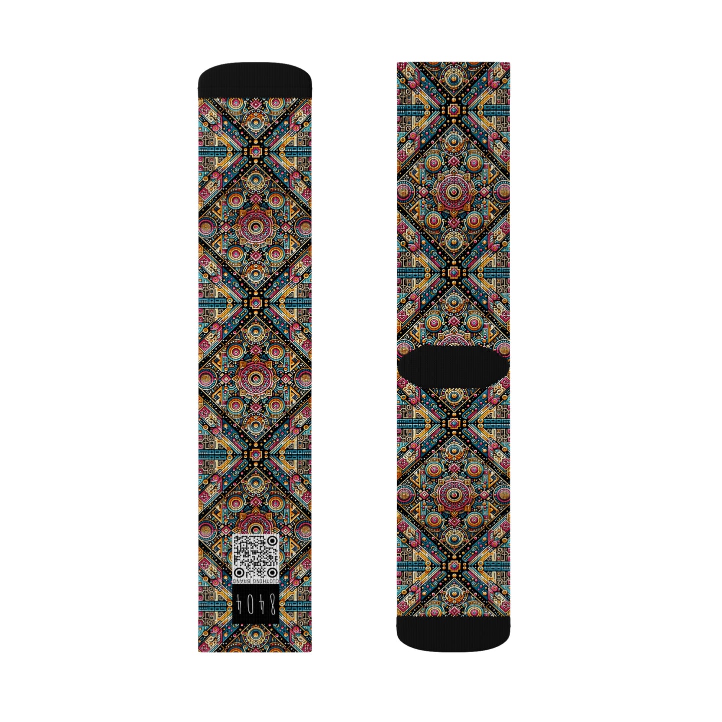 Cultural Fusion Tech Blend of Cultural Heritage With Tech-Inspired Elements Sublimation Socks - 8404 Design-58
