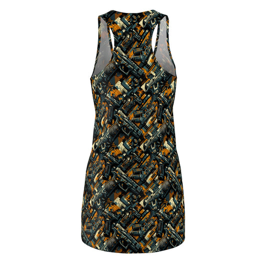 Digital Punk Futuristic Grunge Women's Cut & Sew Racerback Dress - 8404 Design-47