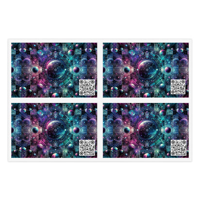Galactic Hues Tech-Forward Cosmic Fusion Sticker Sheets - 8404 Design-59
