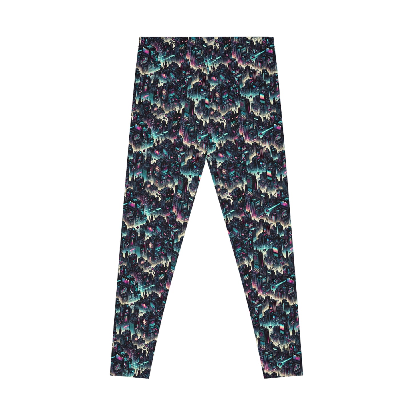 Digital Rebellion Tech-Inspired Streetwear Stretch Leggings - 8404 Design-51