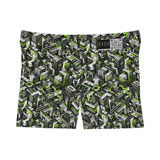 Graffiti Tech Fusion Bold Streetwear Fusion Women's Shorts - 8404 Design-53