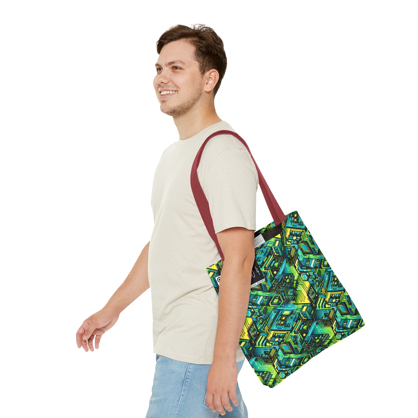 Tech-Infused Neon Tech-Forward Streetwear Tote Bag - 8404 Design-38