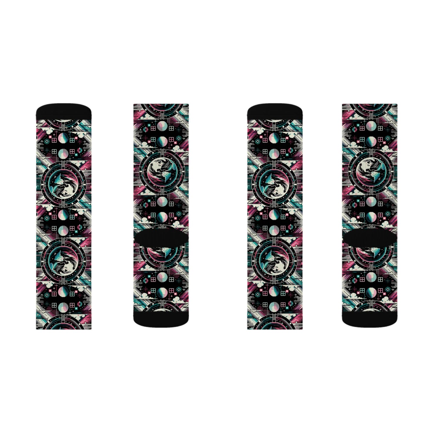 Digital Artistry Digital-native Streetwear Sublimation Socks - 8404 Design-62