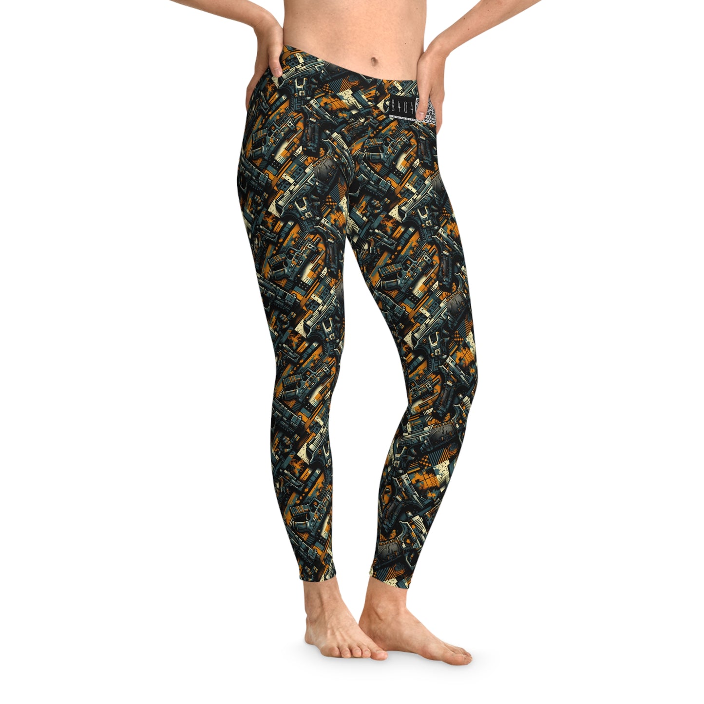 Digital Punk Futuristic Grunge Stretch Leggings - 8404 Design-47