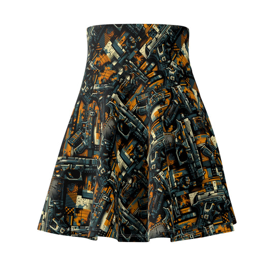 Digital Punk Futuristic Grunge Women's Skater Skirt - 8404 Design-47