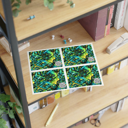 Tech-Infused Neon Tech-Forward Streetwear Sticker Sheets - 8404 Design-38