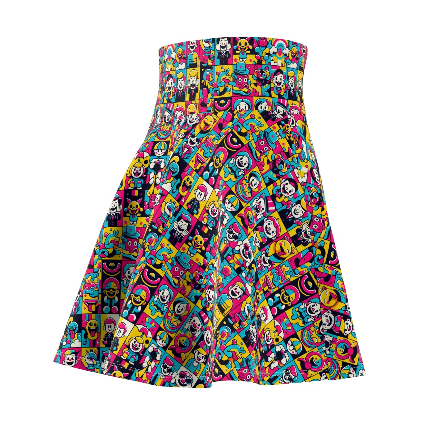 Neon Pop Playful Pop Culture Mashup Women's Skater Skirt - 8404 Design-60