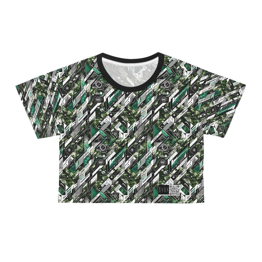 Tech Camo Fusion Tech-Forward Streetwear With a Futuristic Edge Crop Tee - 8404 Design-63