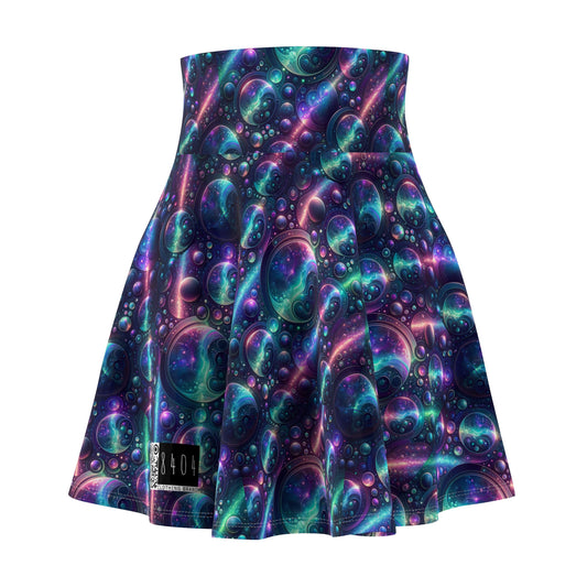 Iridescent Tech Fusion Tech-Forward Streetwear Women's Skater Skirt - 8404 Design-51