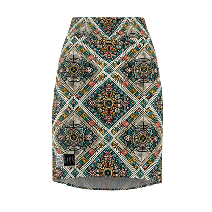 Cultural Fusion Tech Blend of Cultural Heritage With Tech-Inspired Elements Women's Pencil Skirt - 8404 Design-64