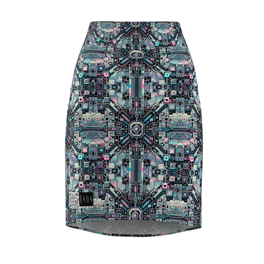 Digital Renaissance Tech-Forward Maximalism Women's Pencil Skirt - 8404 Design-44