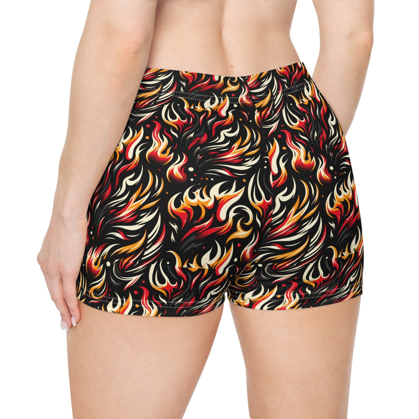 Fire & Flames Bold Streetwear Statement Women's Shorts - 8404 Design-60