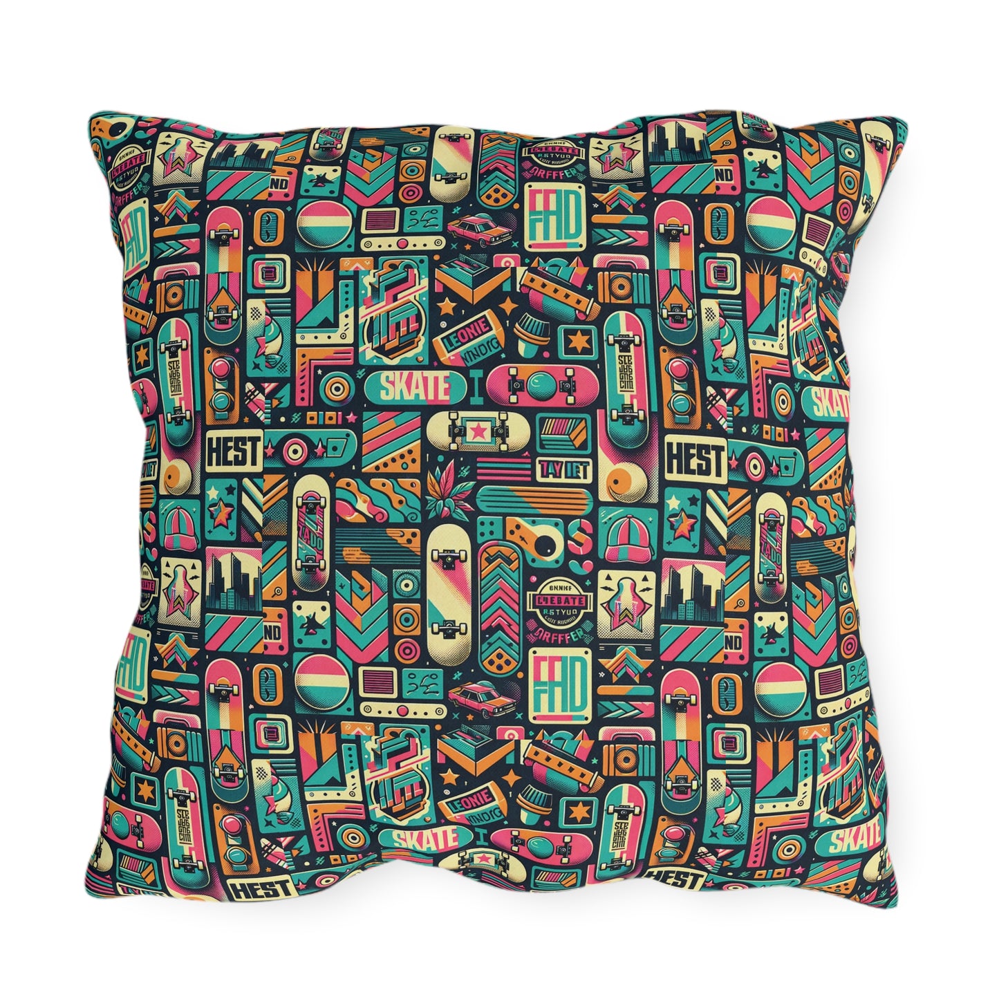 Skate Culture Revival Urban Retro Cool Outdoor Pillow - 8404 Design-61