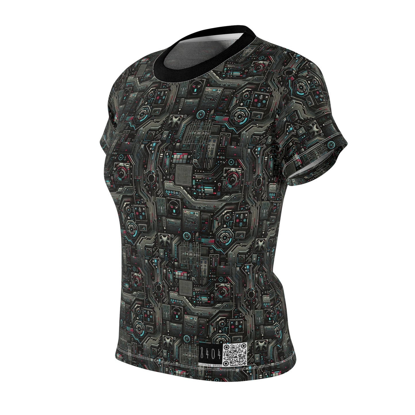 Tech Noir Aesthetics Sleek Tech Streetwear Women's Cut & Sew Tee - 8404 Design-52