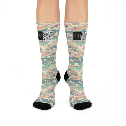 Digital Dreamland Whimsical and Nostalgic Streetwear With a Digital Twist Cushioned Crew Socks - 8404 Design-65