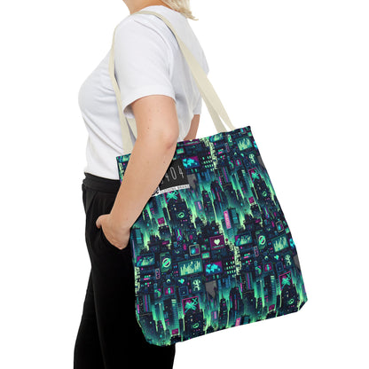Tech Noir Graphics Futuristic Cyberpunk Tote Bag - 8404 Design-52