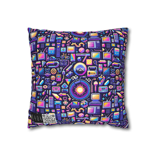 Digital Nostalgia Modern Retro Fusion Spun Polyester Square Pillowcase - 8404 Design-64