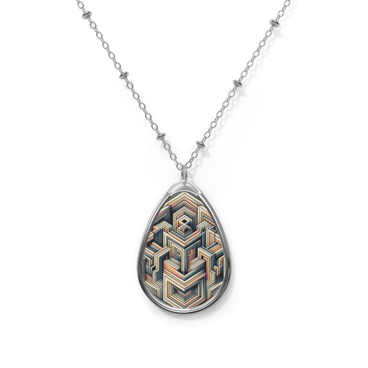 Tech Illusion Graphics Futuristic Artistry Oval Necklace - 8404 Design-52