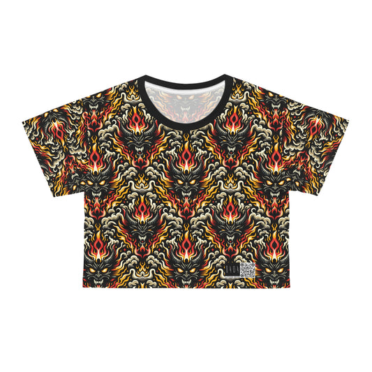 Flame Graphics Maximalist Streetwear Crop Tee - 8404 Design-59
