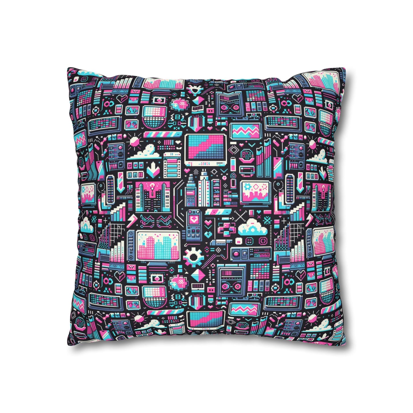 Digital Rebellion Youthful Streetwear with a Rebellious Digital Twist Spun Polyester Square Pillowcase - 8404 Design-71