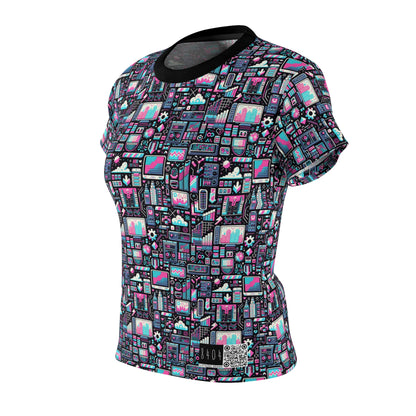 Digital Rebellion Youthful Streetwear with a Rebellious Digital Twist Women's Cut & Sew Tee - 8404 Design-71
