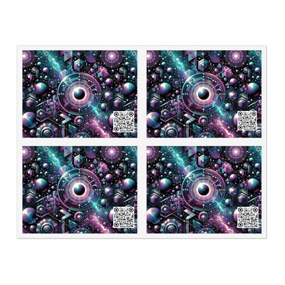 Galactic Hues Tech-Forward Cosmic Fusion Sticker Sheets - 8404 Design-56