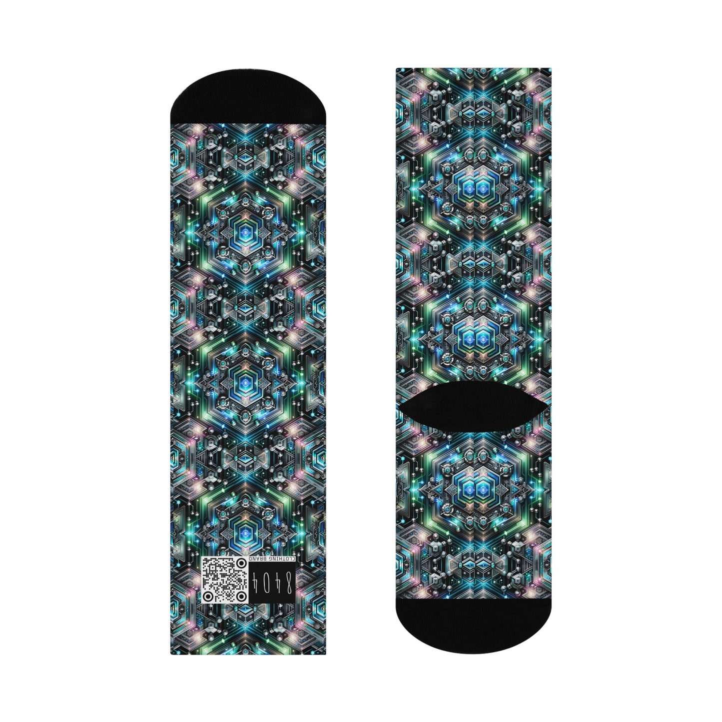 Tech-Infused Futurism Futuristic Tech Cushioned Crew Socks - 8404 Design-63