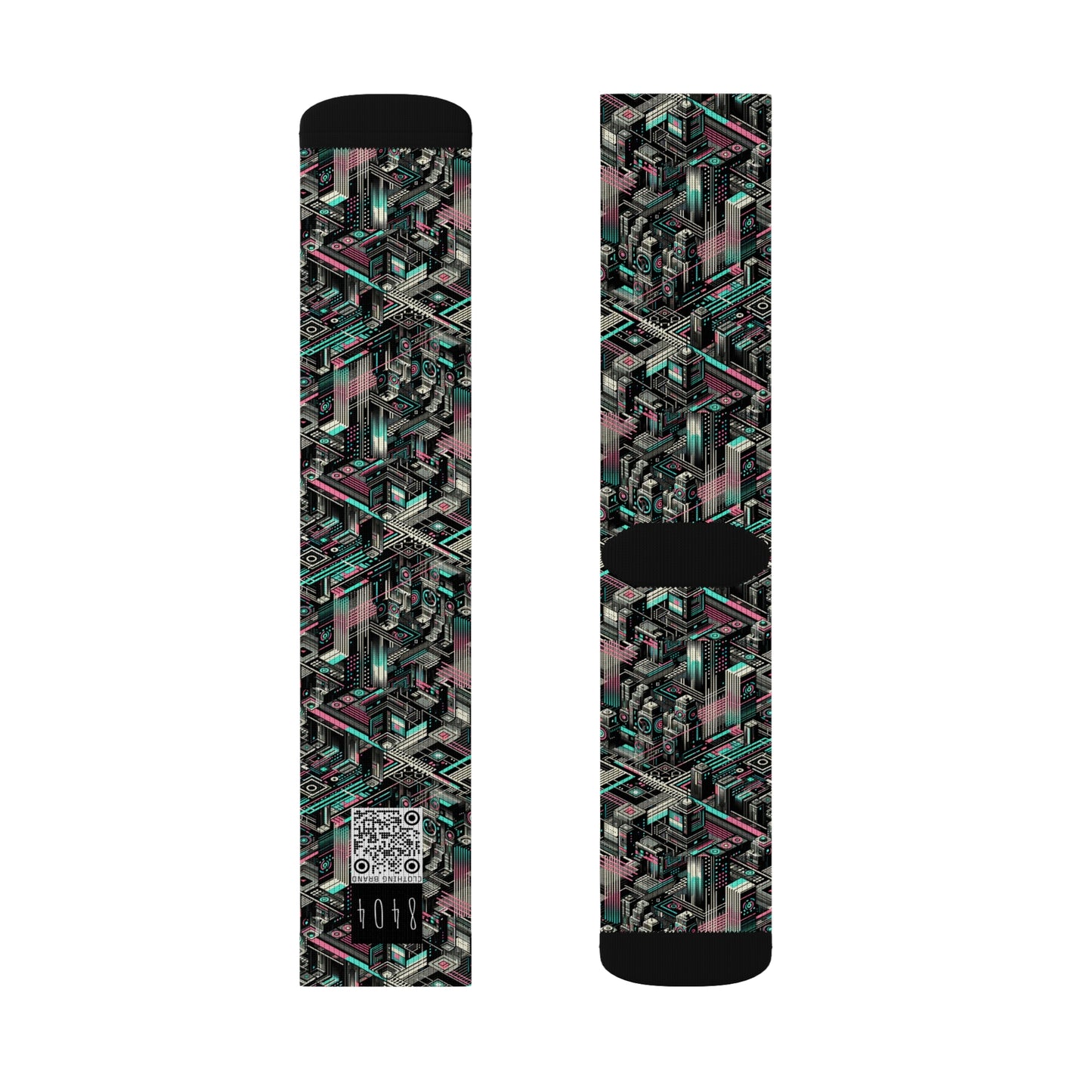 Digital Dreamland Tech-Inspired Streetwear Sublimation Socks - 8404 Design-51