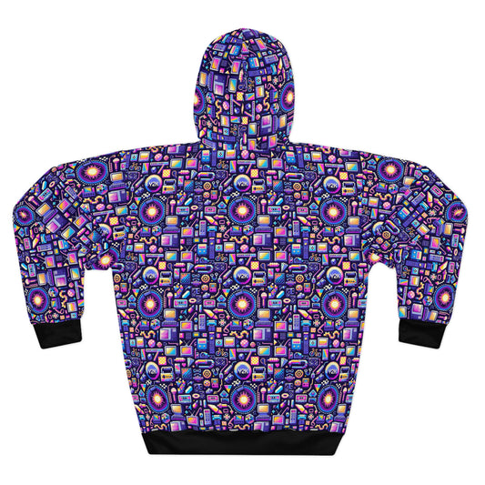 Digital Nostalgia Modern Retro Fusion Pullover Hoodie - 8404 Design-64
