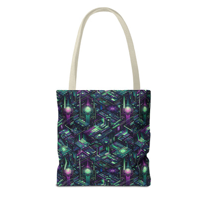Tech Noir Aesthetics Tech-Forward Urban Dystopia Tote Bag - 8404 Design-43