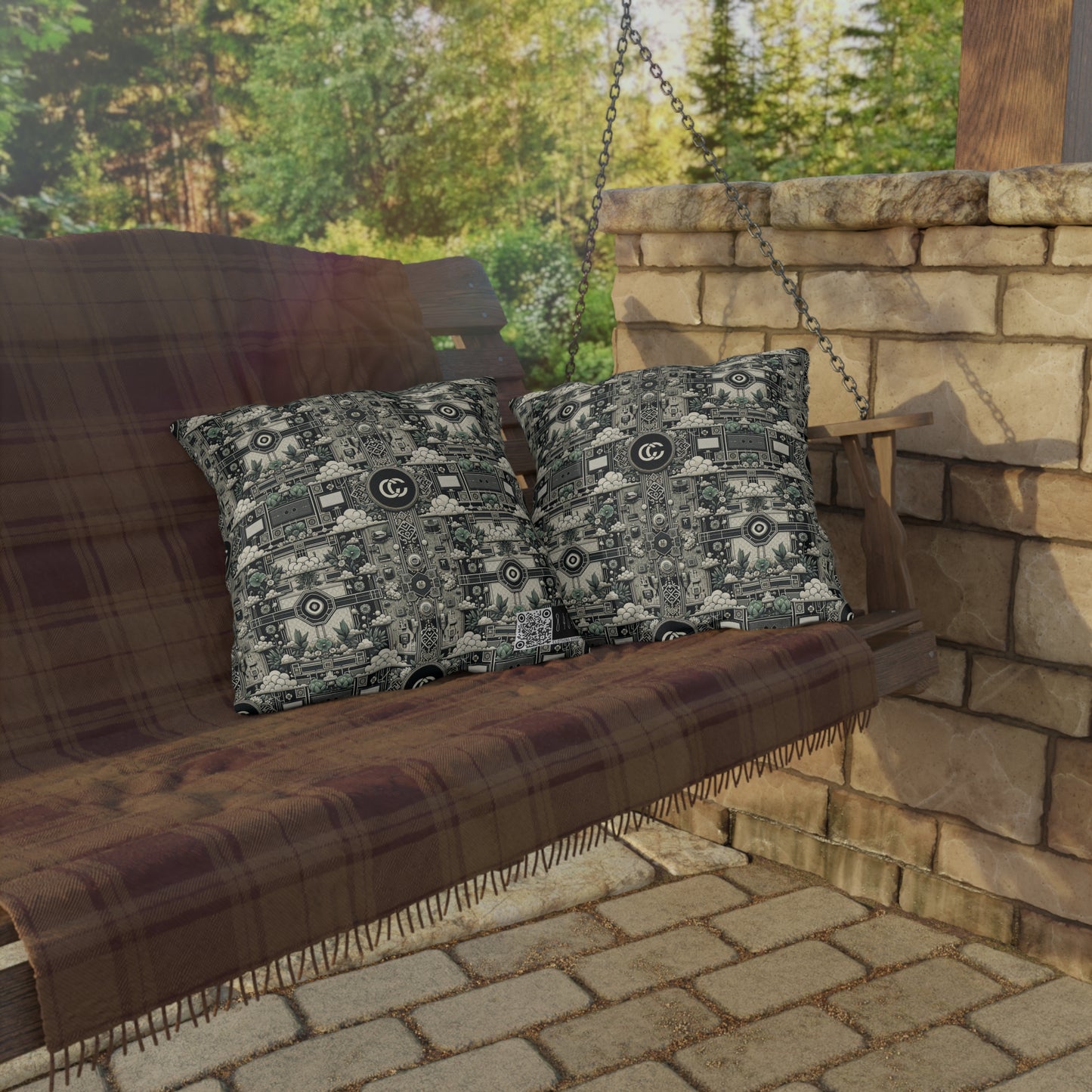 Cyber Garden Party Tech Garden Extravaganza Outdoor Pillow - 8404 Design-54