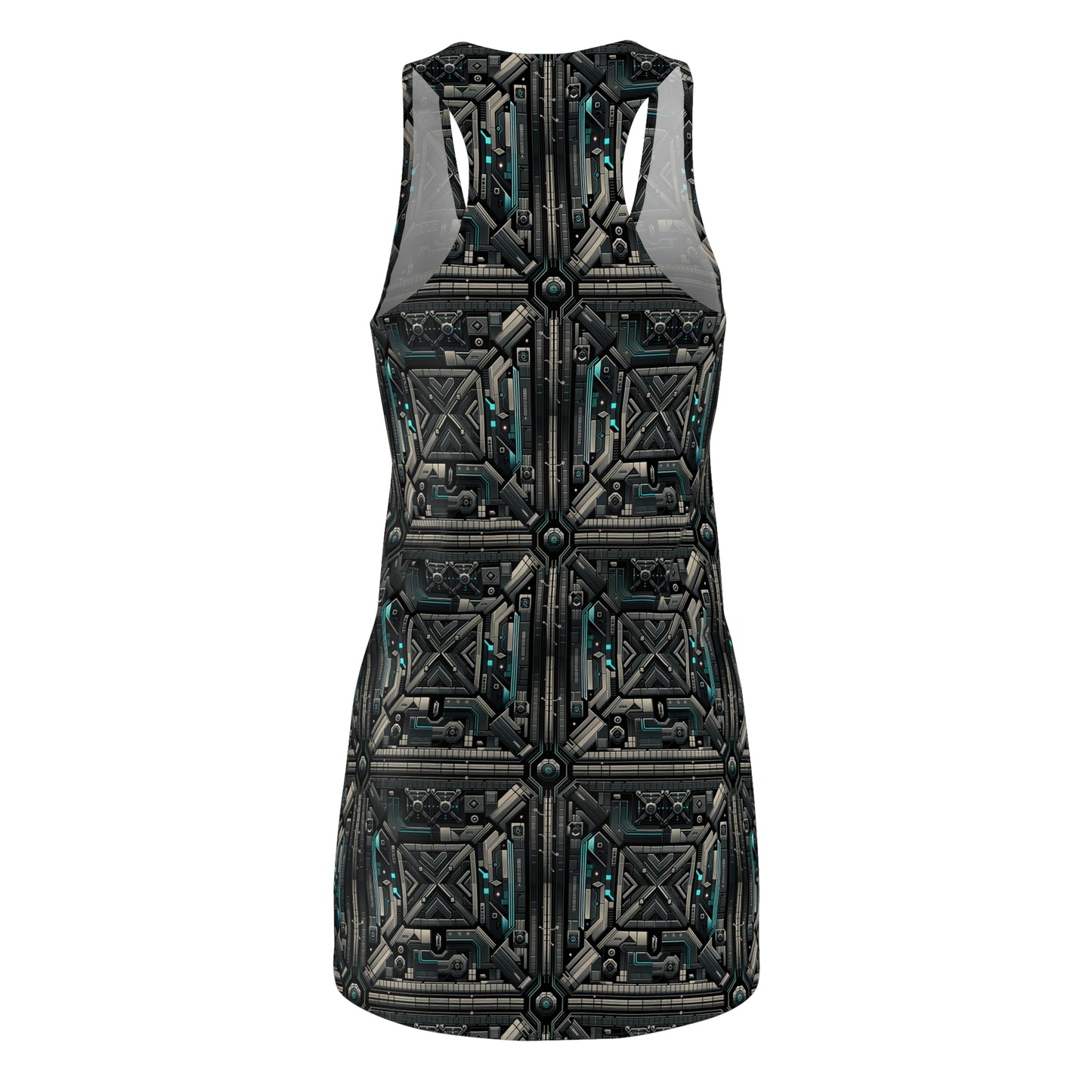 Tech Noir Futuristic Tech Aesthetic with a Dark Twist Women's Cut & Sew Racerback Dress - 8404 Design-59