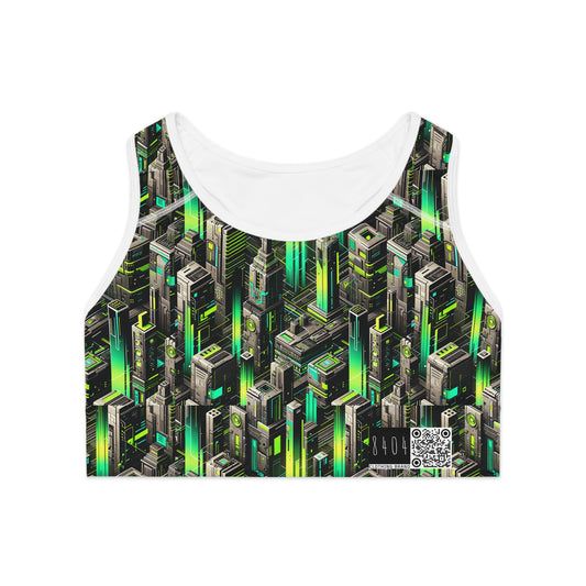 Digital Rebellion Tech-Forward Streetwear Sports Bra - 8404 Design-63