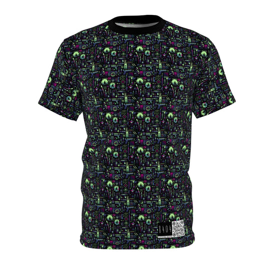 Tech Noir Futuristic Cyberpunk Unisex Cut & Sew Tee - 8404 Design-63