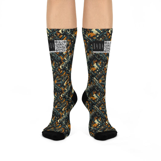 Digital Punk Futuristic Grunge Cushioned Crew Socks - 8404 Design-47