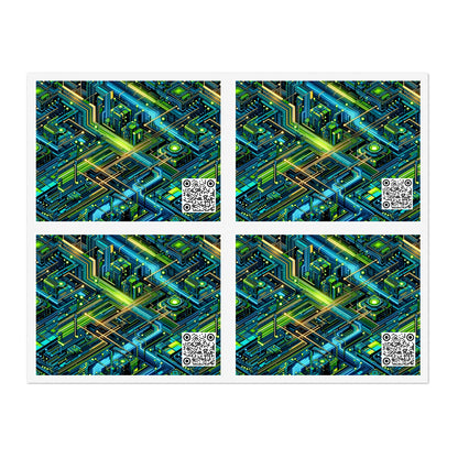 Tech-Infused Neon Tech-Forward Streetwear Sticker Sheets - 8404 Design-54