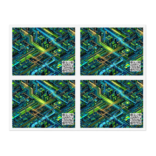 Tech-Infused Neon Tech-Forward Streetwear Sticker Sheets - 8404 Design-54