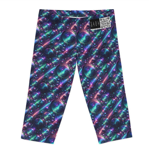 Iridescent Tech Fusion Tech-Forward Streetwear Women's Capri Leggings - 8404 Design-51