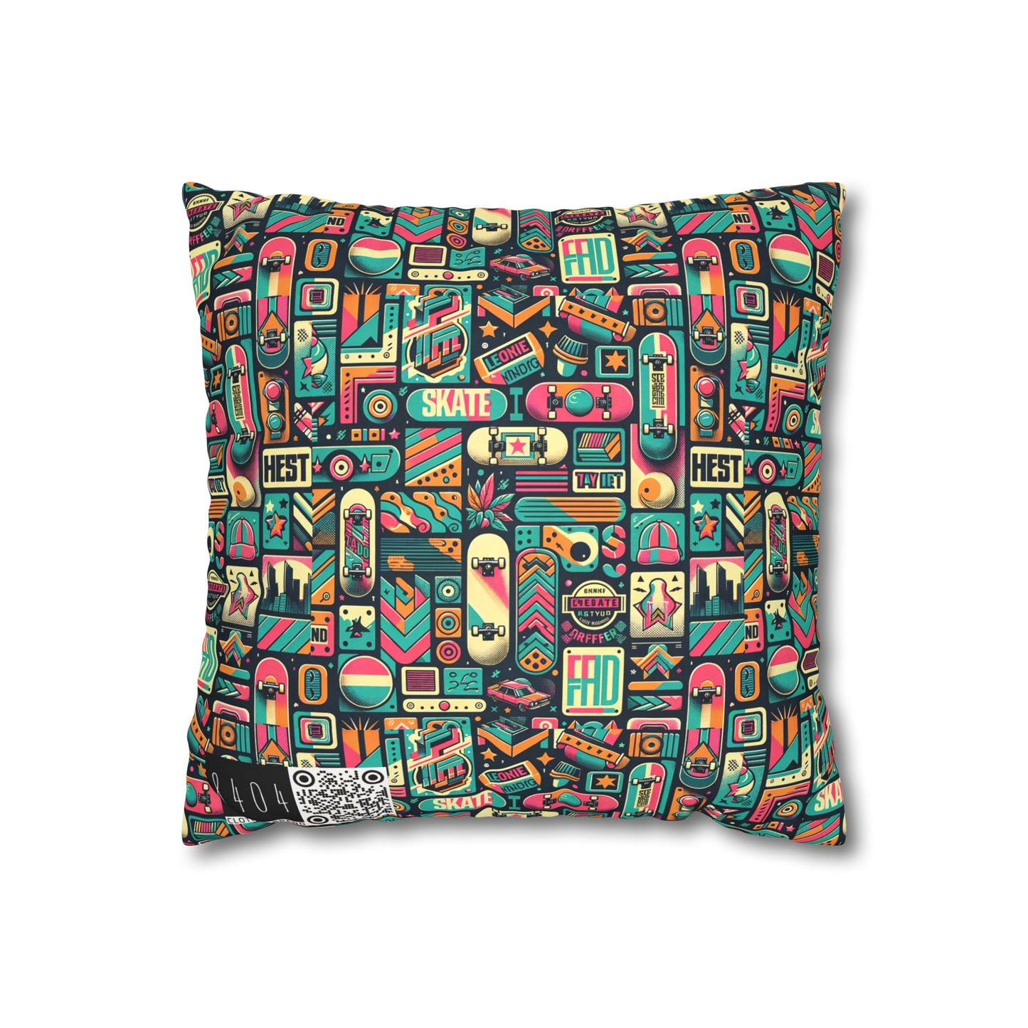 Skate Culture Revival Urban Retro Cool Faux Suede Square Pillowcase - 8404 Design-61