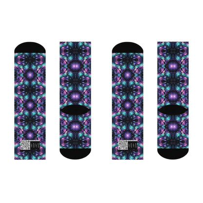 Iridescent Dream Futuristic Tech Cushioned Crew Socks - 8404 Design-60