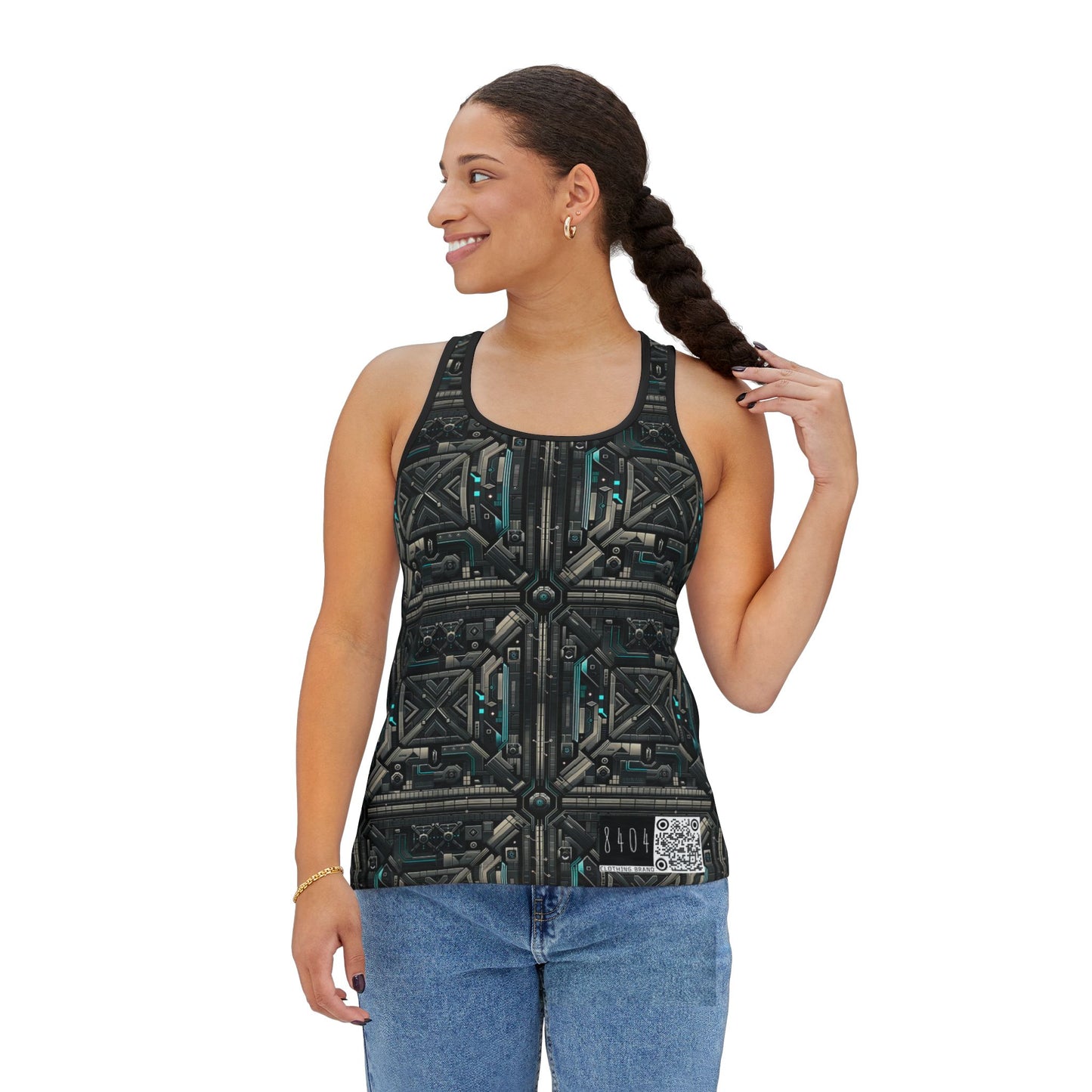 Tech Noir Futuristic Tech Aesthetic with a Dark Twist Women's Tank Top - 8404 Design-59