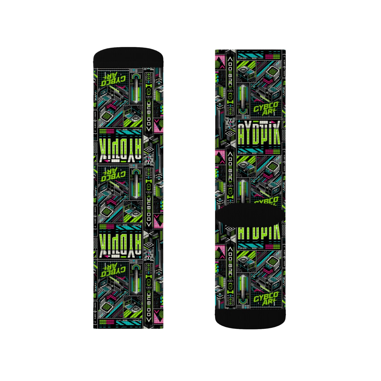 Tech-Forward Graphics Tech-Inspired Streetwear Sublimation Socks - 8404 Design-46