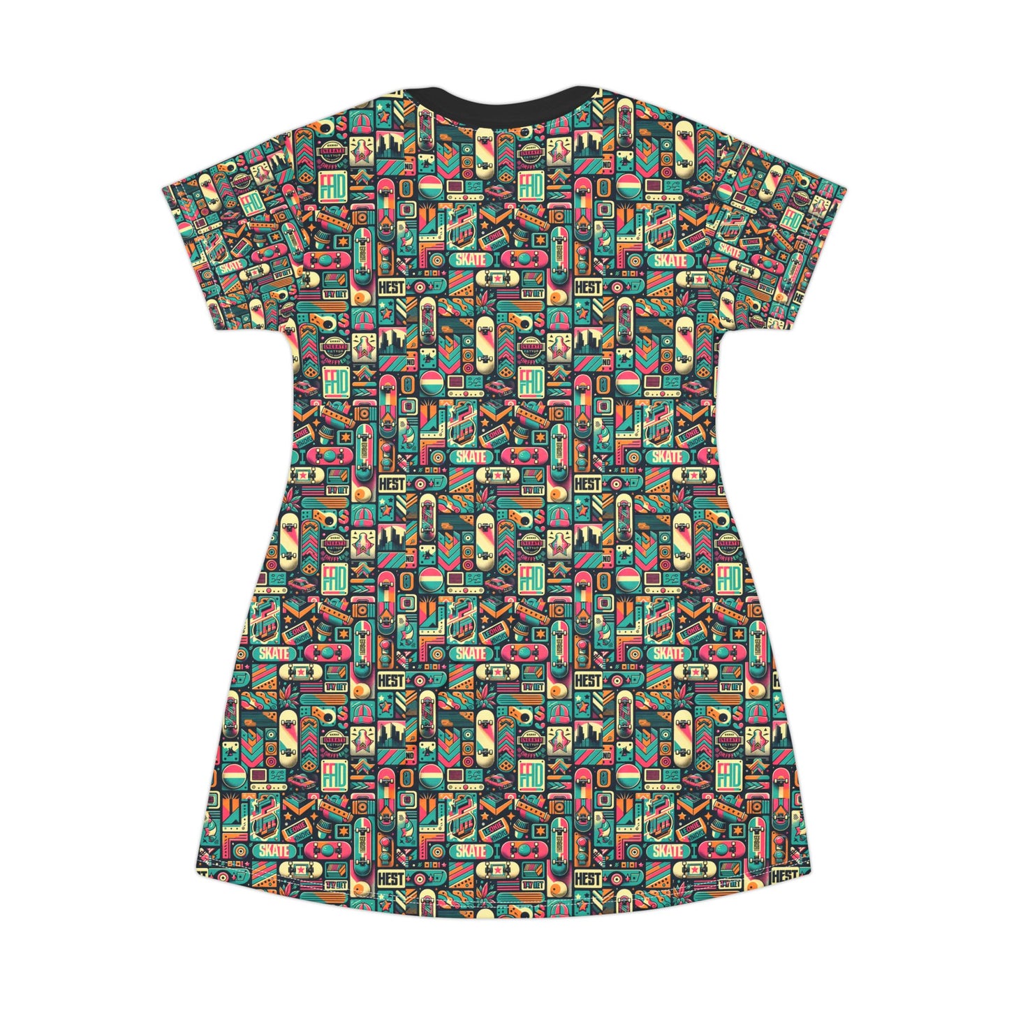 Skate Culture Revival Urban Retro Cool T-Shirt Dress - 8404 Design-61