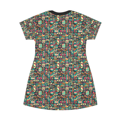 Skate Culture Revival Urban Retro Cool T-Shirt Dress - 8404 Design-61