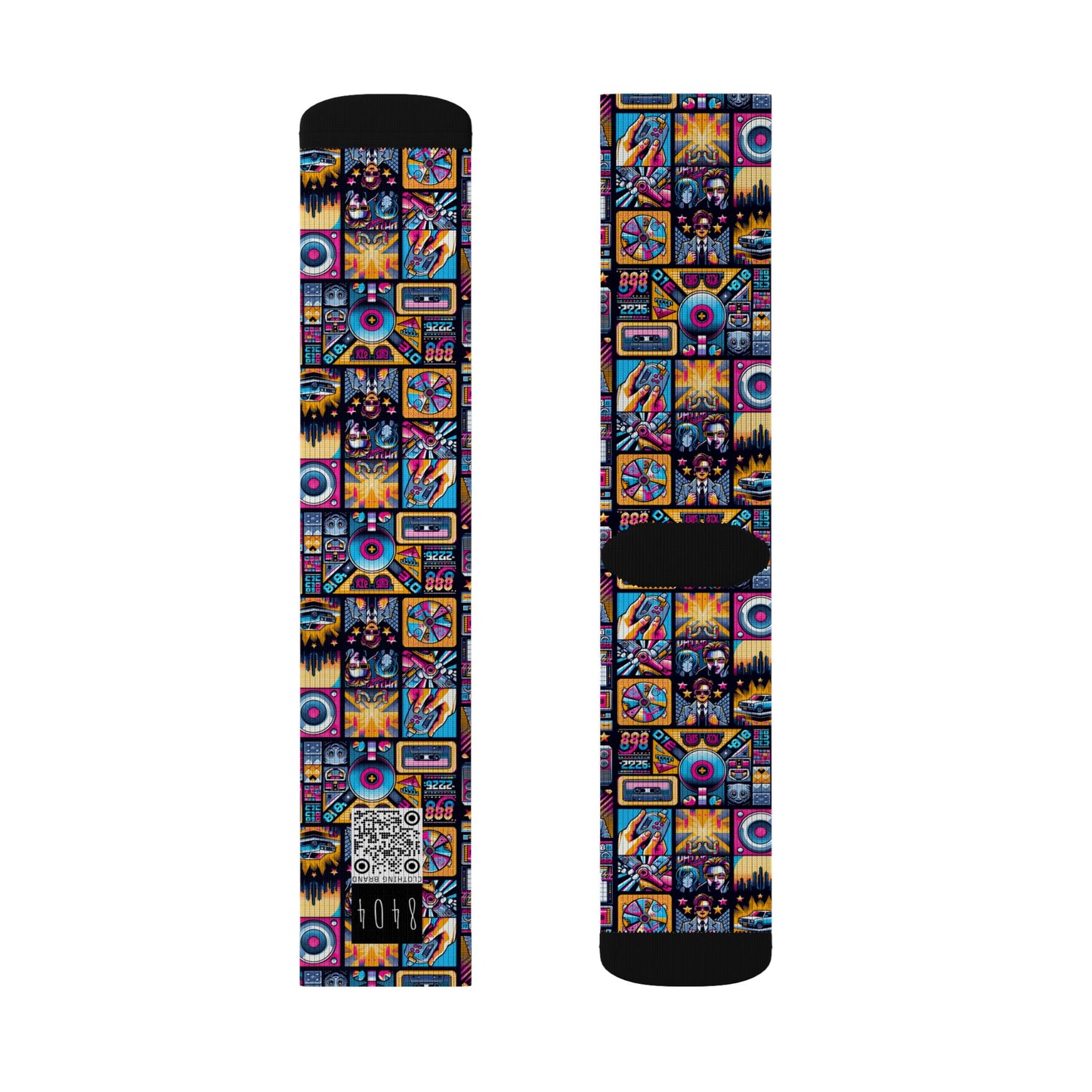 Digital Pop Culture Mashup Maximalist Pop Sublimation Socks - 8404 Design-52