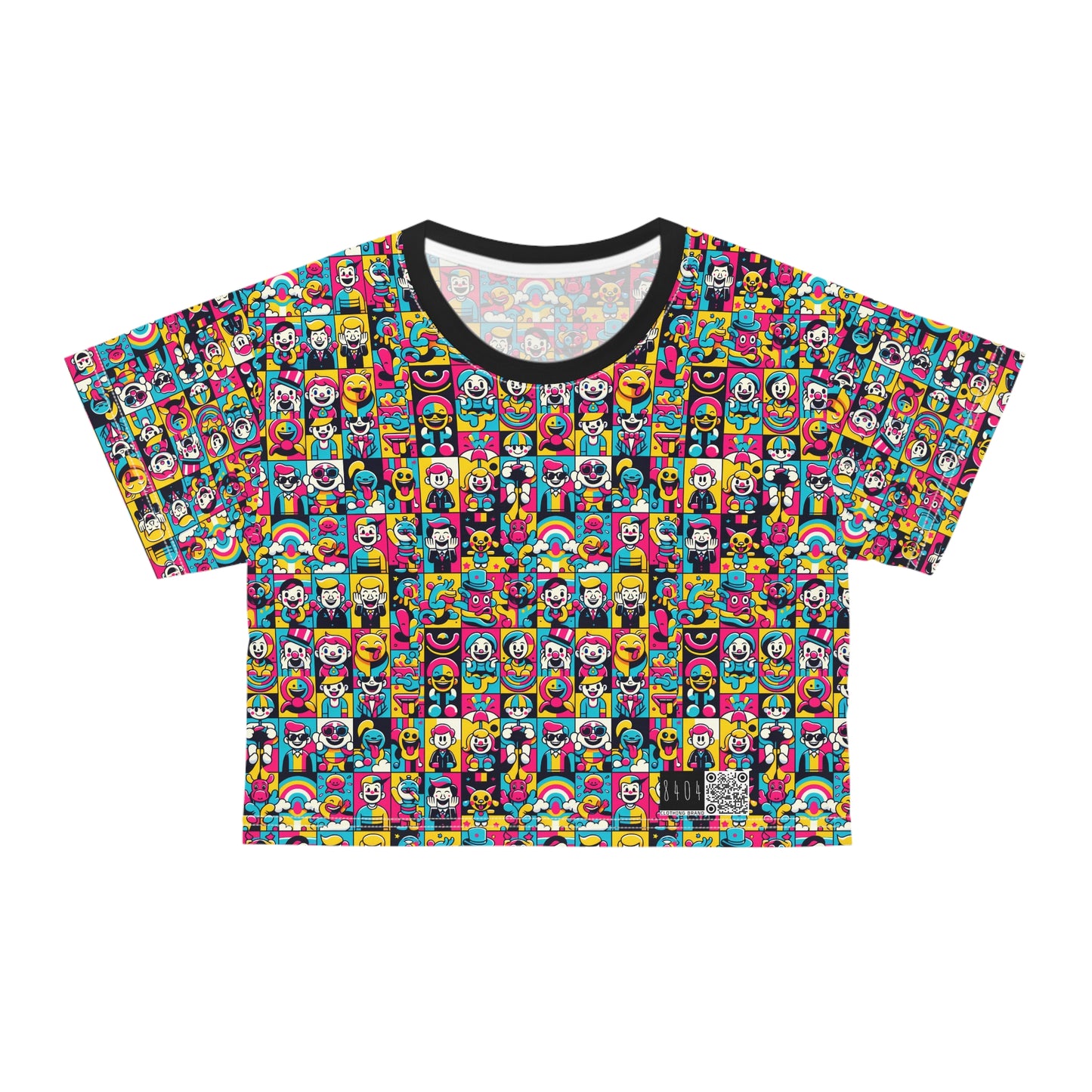 Neon Pop Playful Pop Culture Mashup Crop Tee - 8404 Design-60