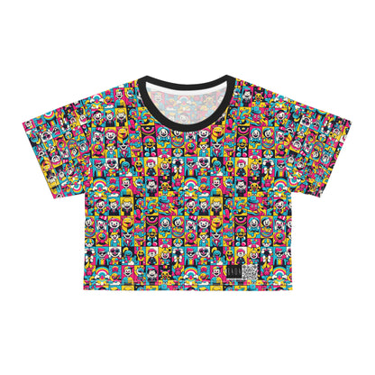 Neon Pop Playful Pop Culture Mashup Crop Tee - 8404 Design-60